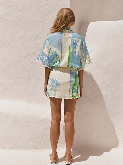 CONJUNTO ESTAMPADO CON FALDA CRUZADA