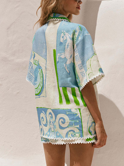 CONJUNTO ESTAMPADO CON FALDA CRUZADA