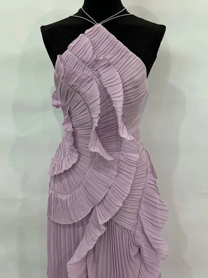 VESTIDO ADARA - ASIMÉTRICO VOLANTES | LAVANDA HAZE
